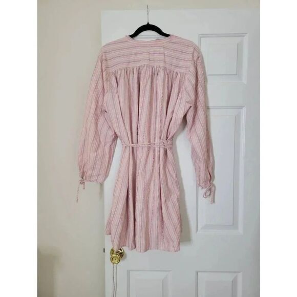 J. Crew Re-Imagined Alma Pink Striped Beach Boho Cotton Dress Womens Size L-XL, - Picture 5 of 9